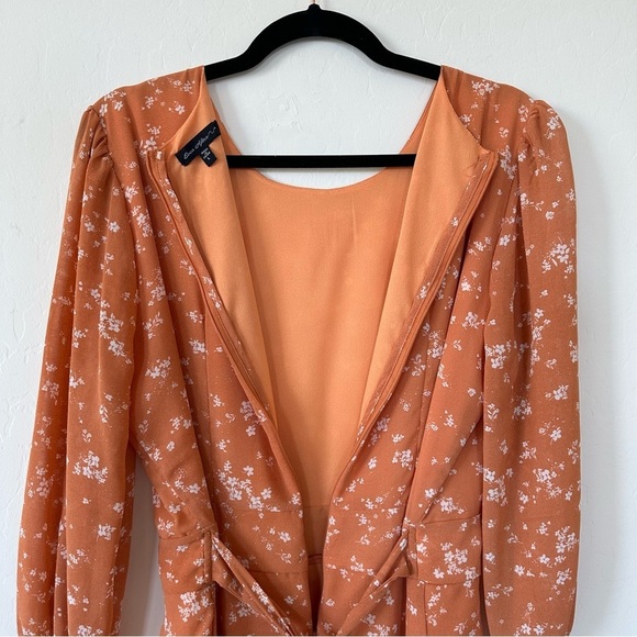 Ever After Orange Floral Long Sleeve Tiered Mini Dress Size Large - Picture 12 of 13